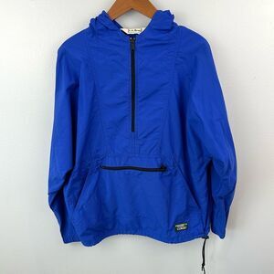 L.L. Bean Blue Pullover Hooded Rain Mountain Classic Windbreaker Anorak Jacket
